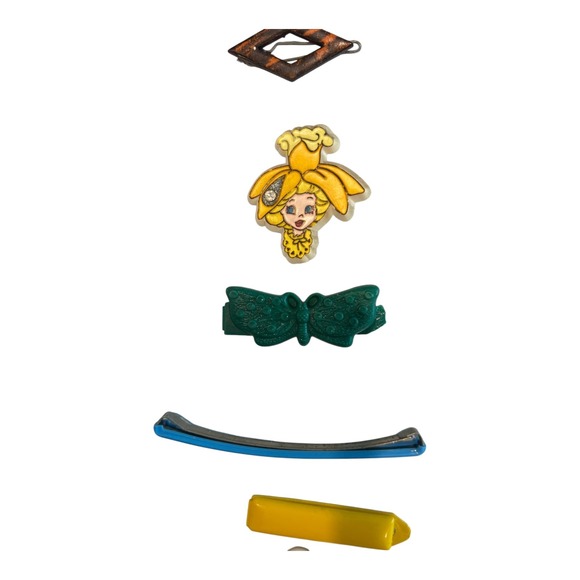 Vintage 70's 80's plastic/metal barrettes hair clips mismatched Lot of 56 - Picture 7 of 7